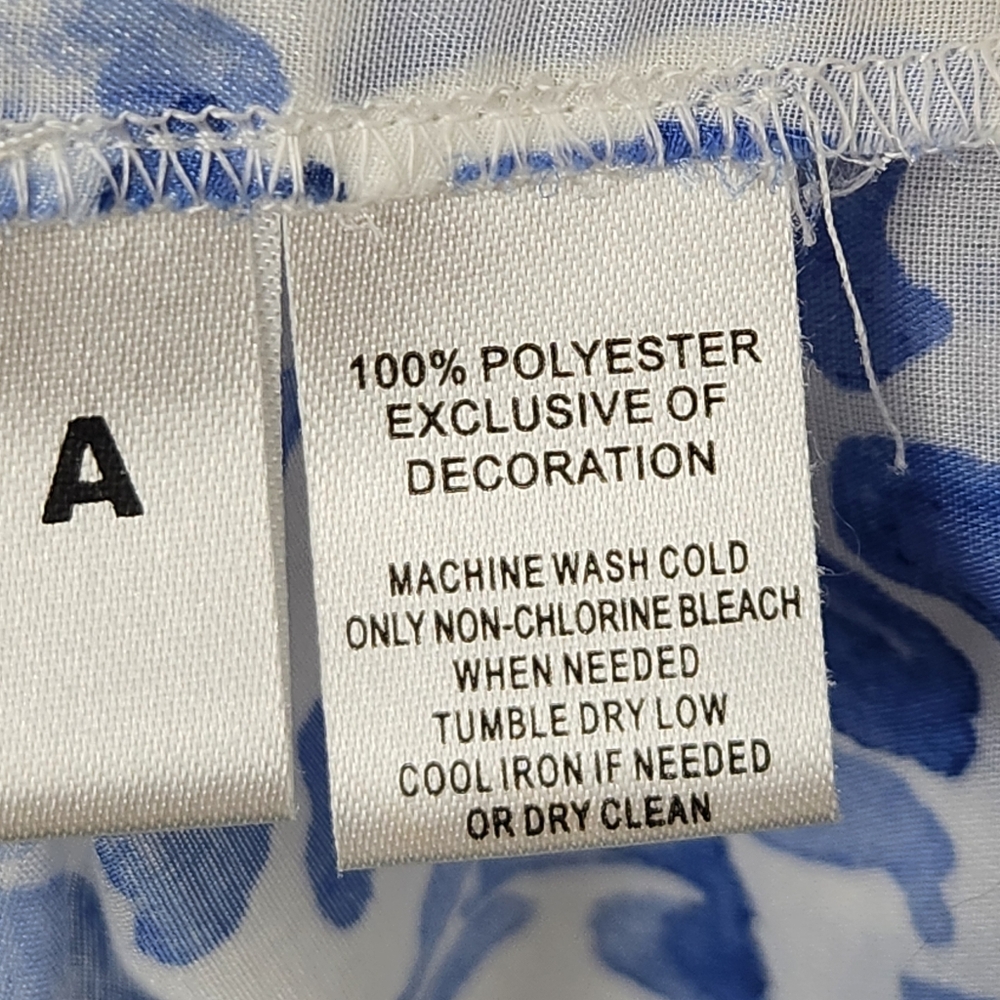 Ann Taylor LOFT Blue Print Sleeveless Drawstring Neckline Elastic Waistline XXL - Picture 6 of 8